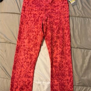 Red Floral Patterned Leggings